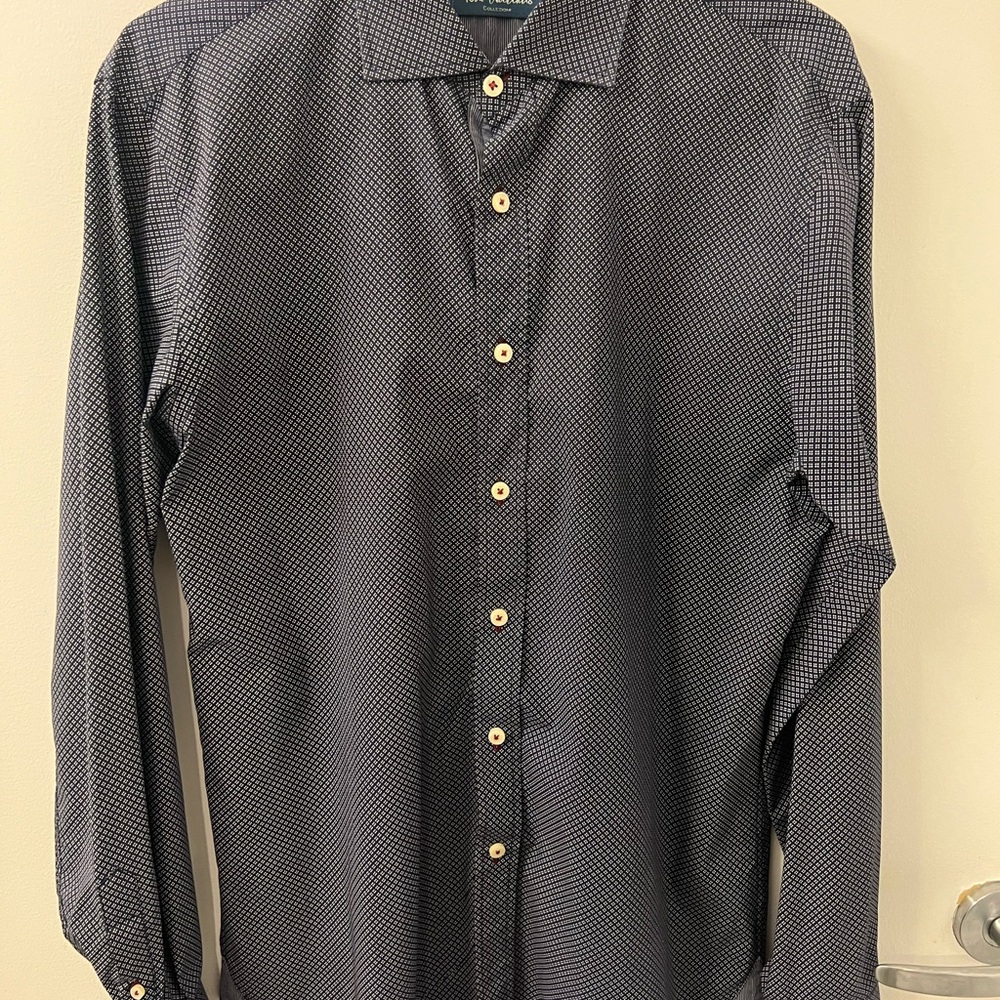 Toni Vartrano Men’s Button Down Navy Patterned